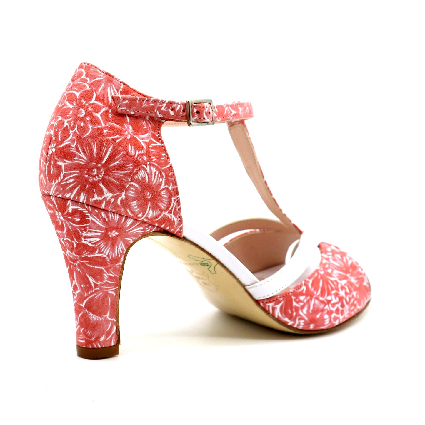 Coco fleurs corail talons large 7cm