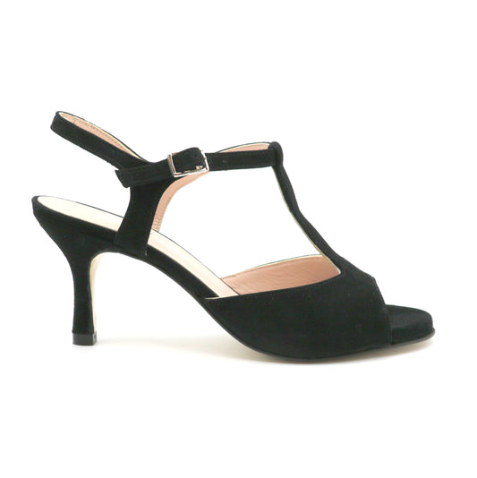 Sencillo daim noir façon serpent talons 7cm