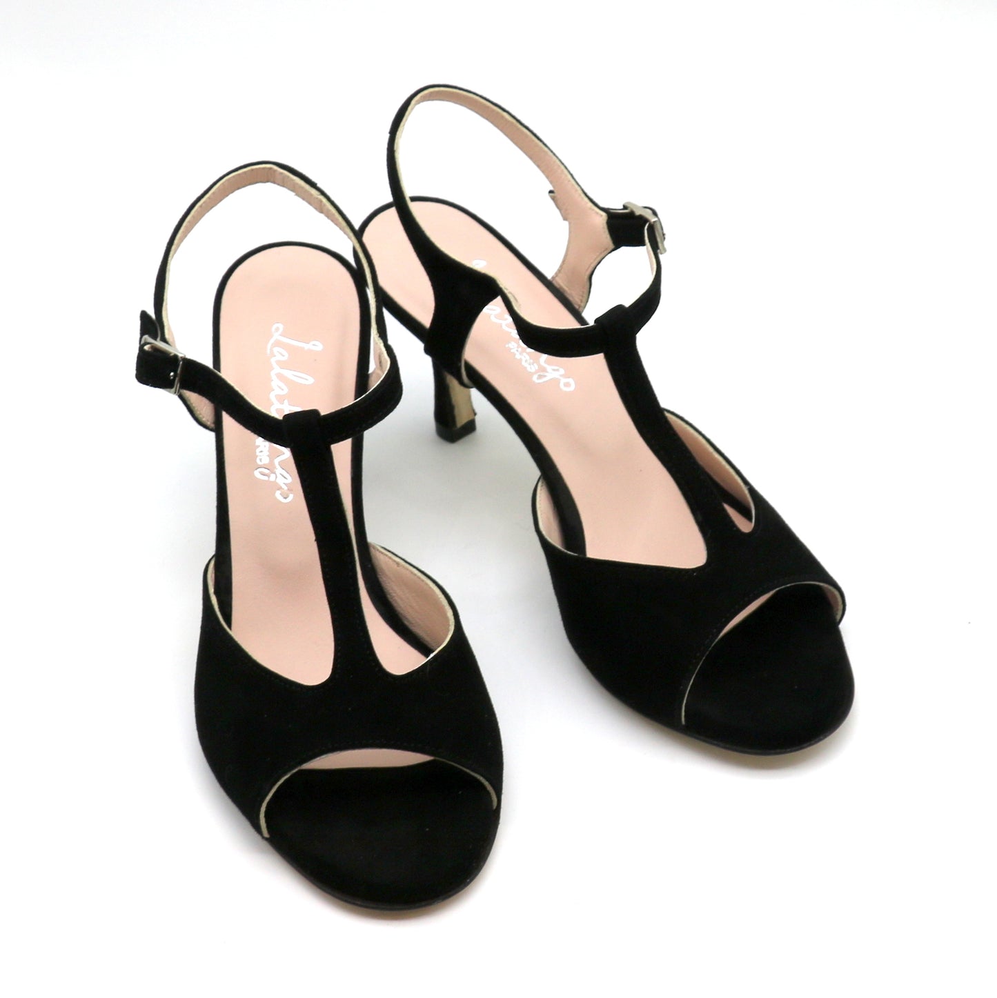 Sencillo daim noir façon serpent talons 7cm