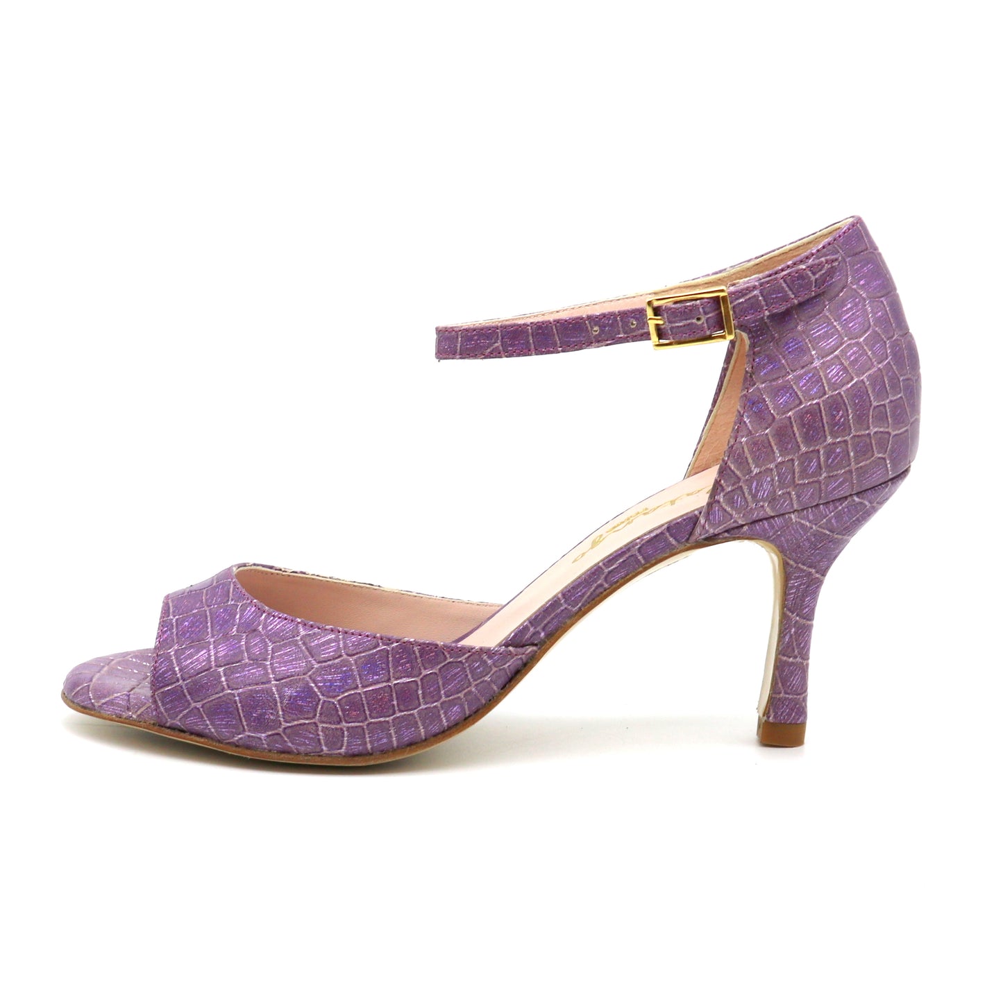 Clasico façon croco mauve talons 7cm