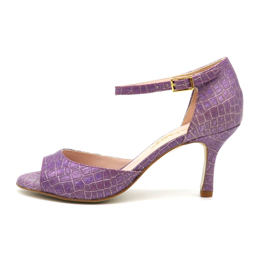 Clasico façon croco mauve talons 7cm