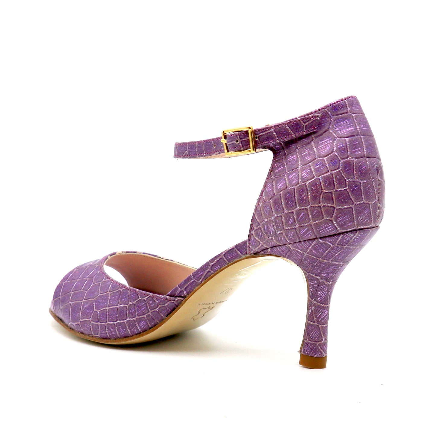 Clasico façon croco mauve talons 7cm