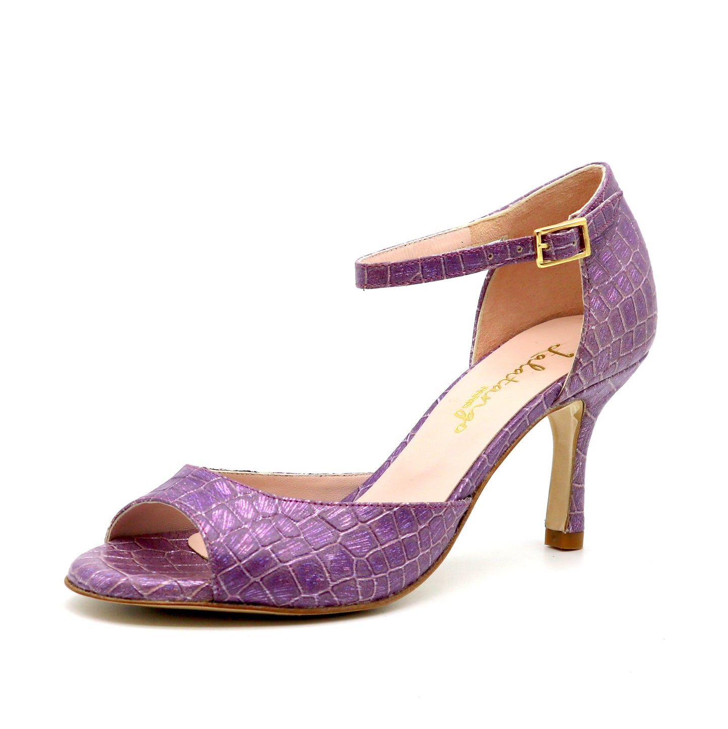 Clasico façon croco mauve talons 7cm