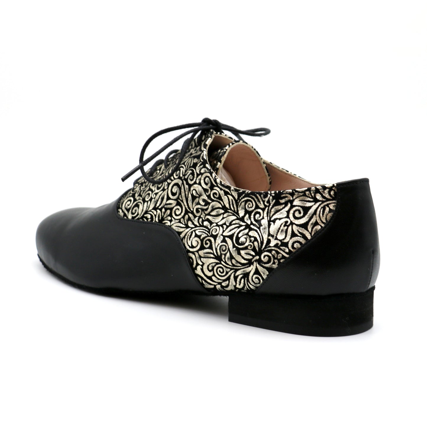 Tamango daim noir impressions volutes dorées semelle danse