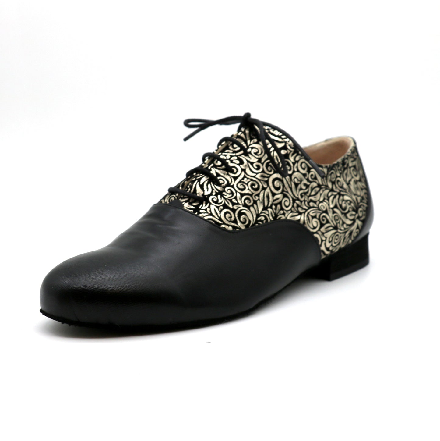 Tamango daim noir impressions volutes dorées semelle danse