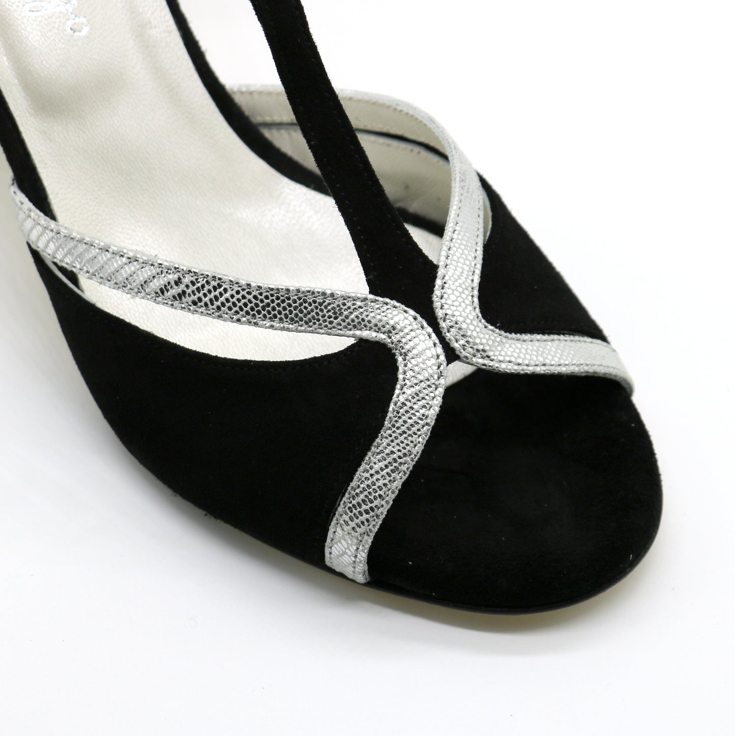 Salomé noir contraste argent talons 6cm