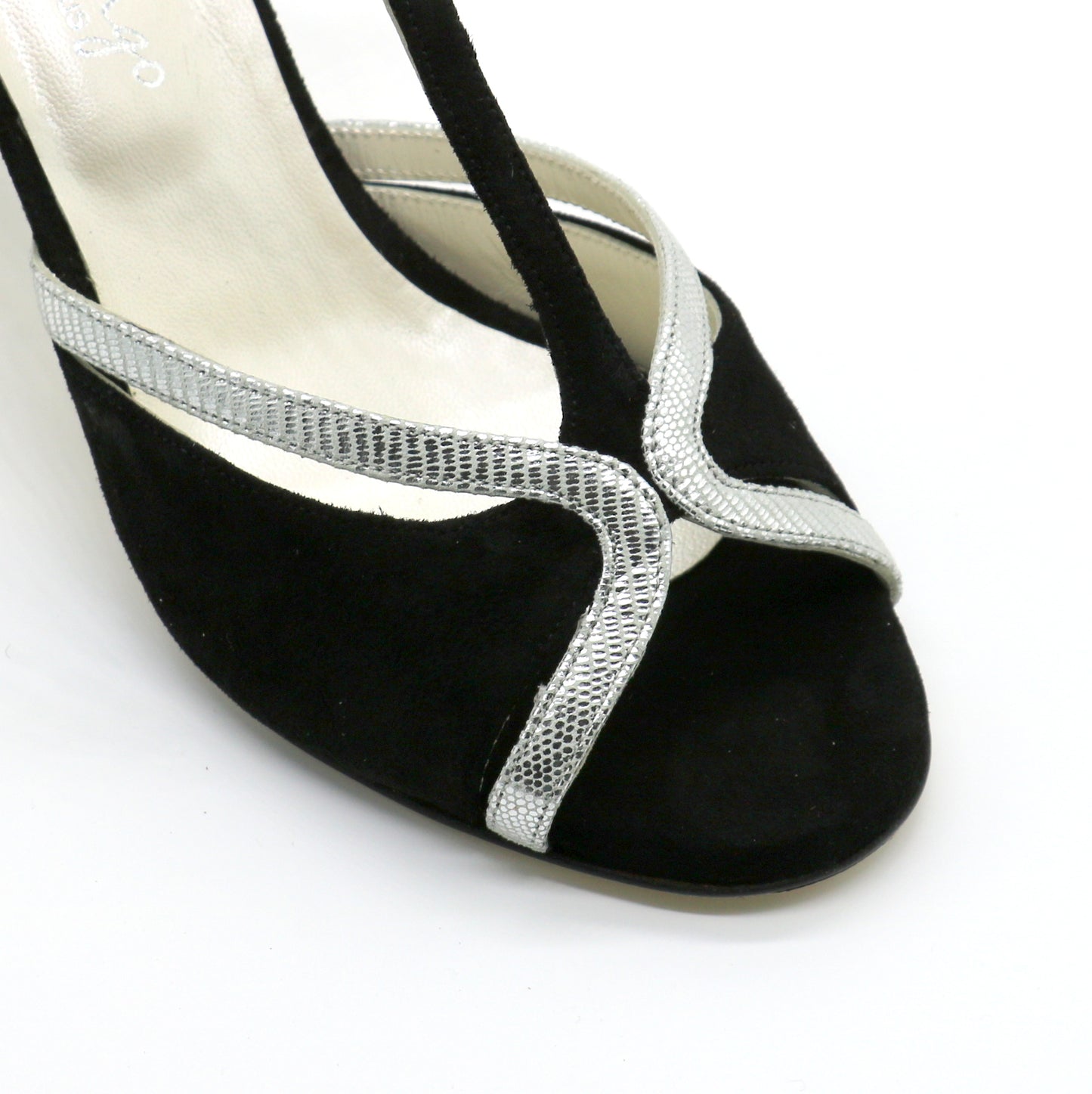 Salome black contrast silver heels 7cm