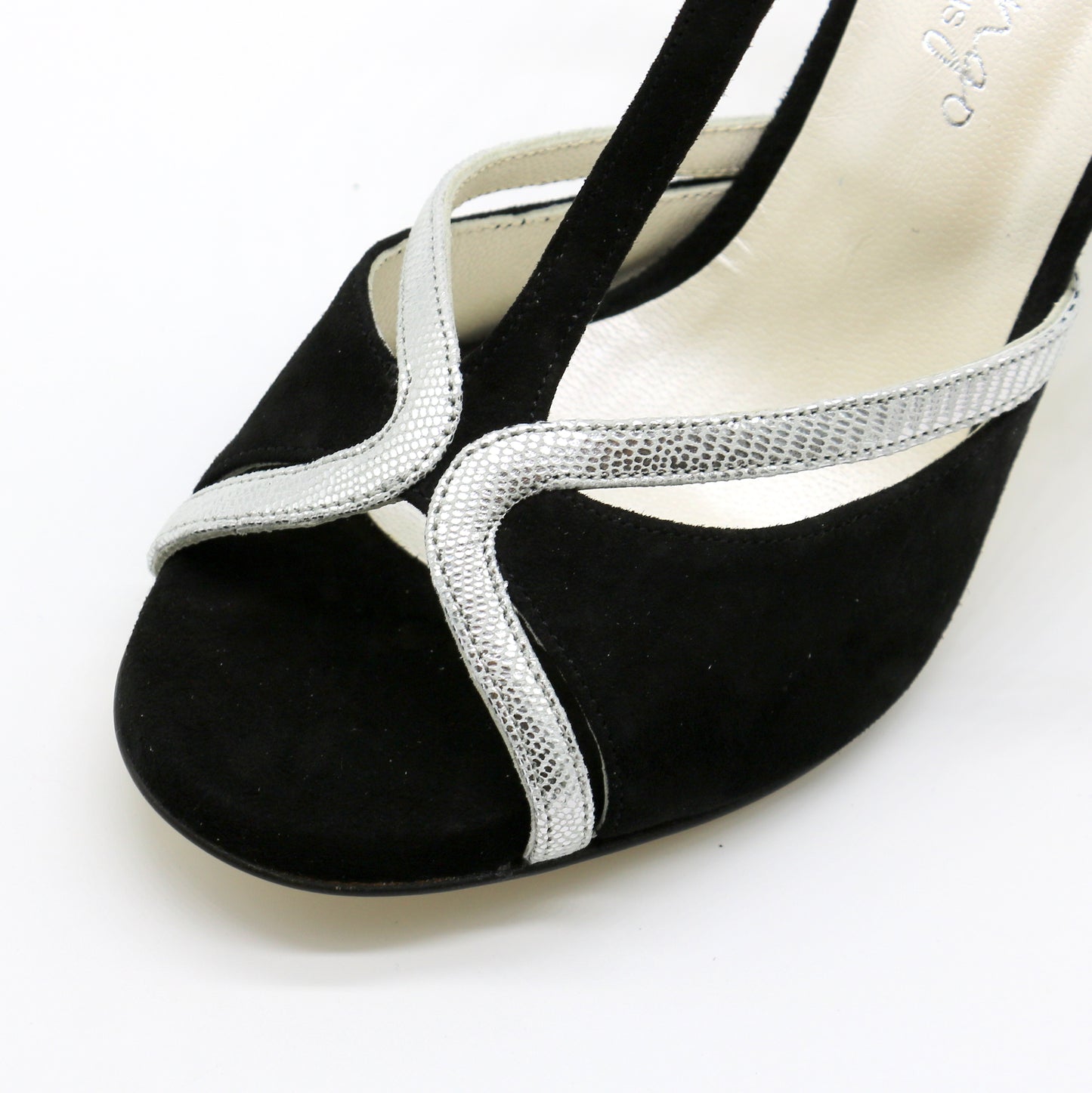 Salomé noir contraste argent talons 8cm