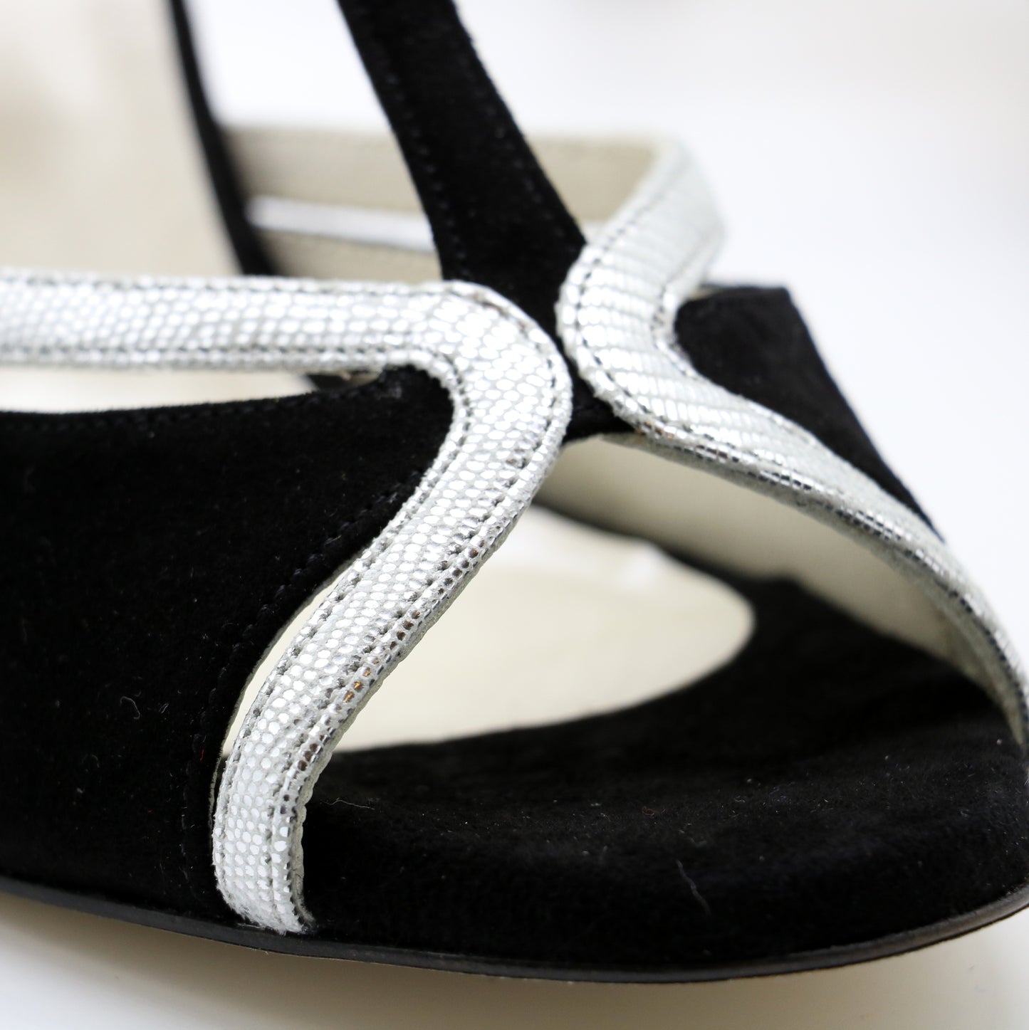 Salomé noir contraste argent talons 8cm