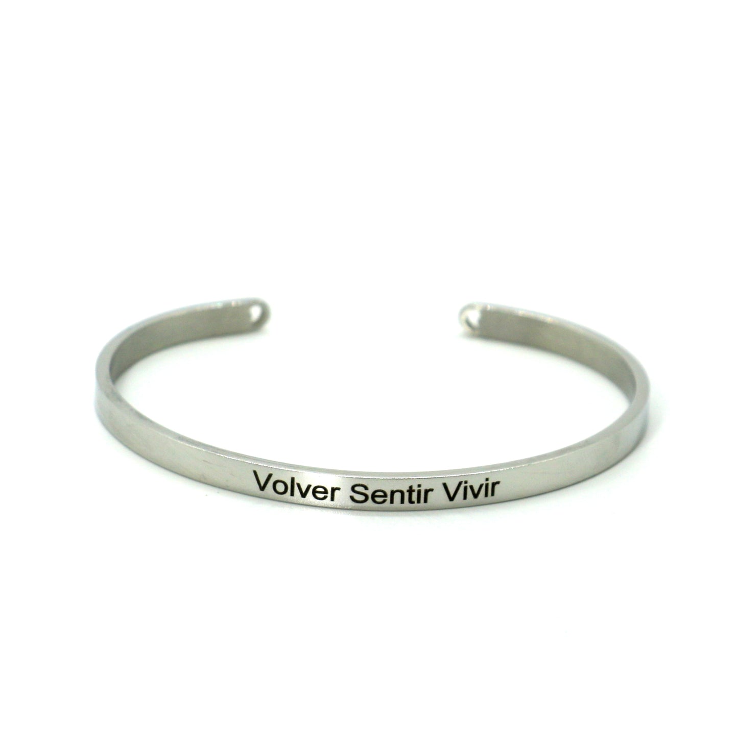 Bracelet jonc "Volver Sentir Vivir" argenté