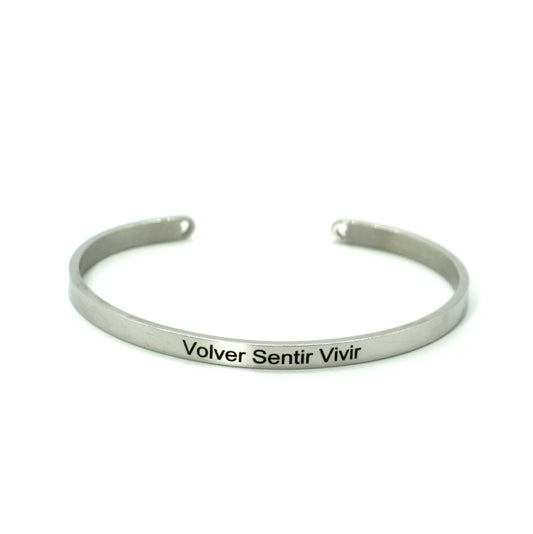 Bracelet jonc "Volver Sentir Vivir" argenté