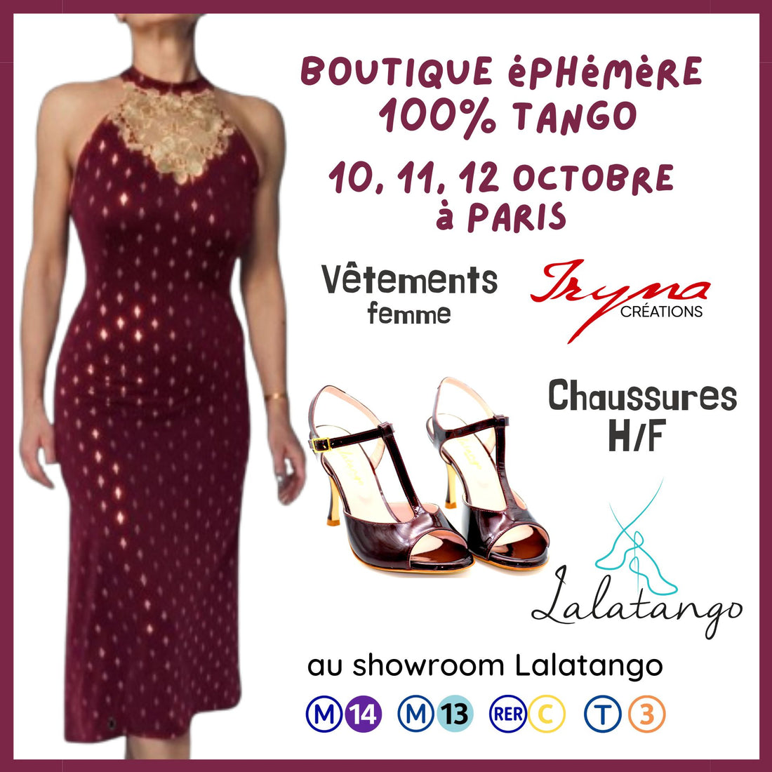 BOUTIQUE EPHEMERE : chaussures Lalatango et vêtements Iryna Créations du 10 au 12 octobre à Paris