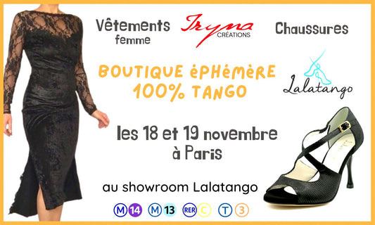 BOUTIQUE EPHEMERE : chaussures Lalatango et vêtements Iryna Créations les 18 et 19 novembre à Paris