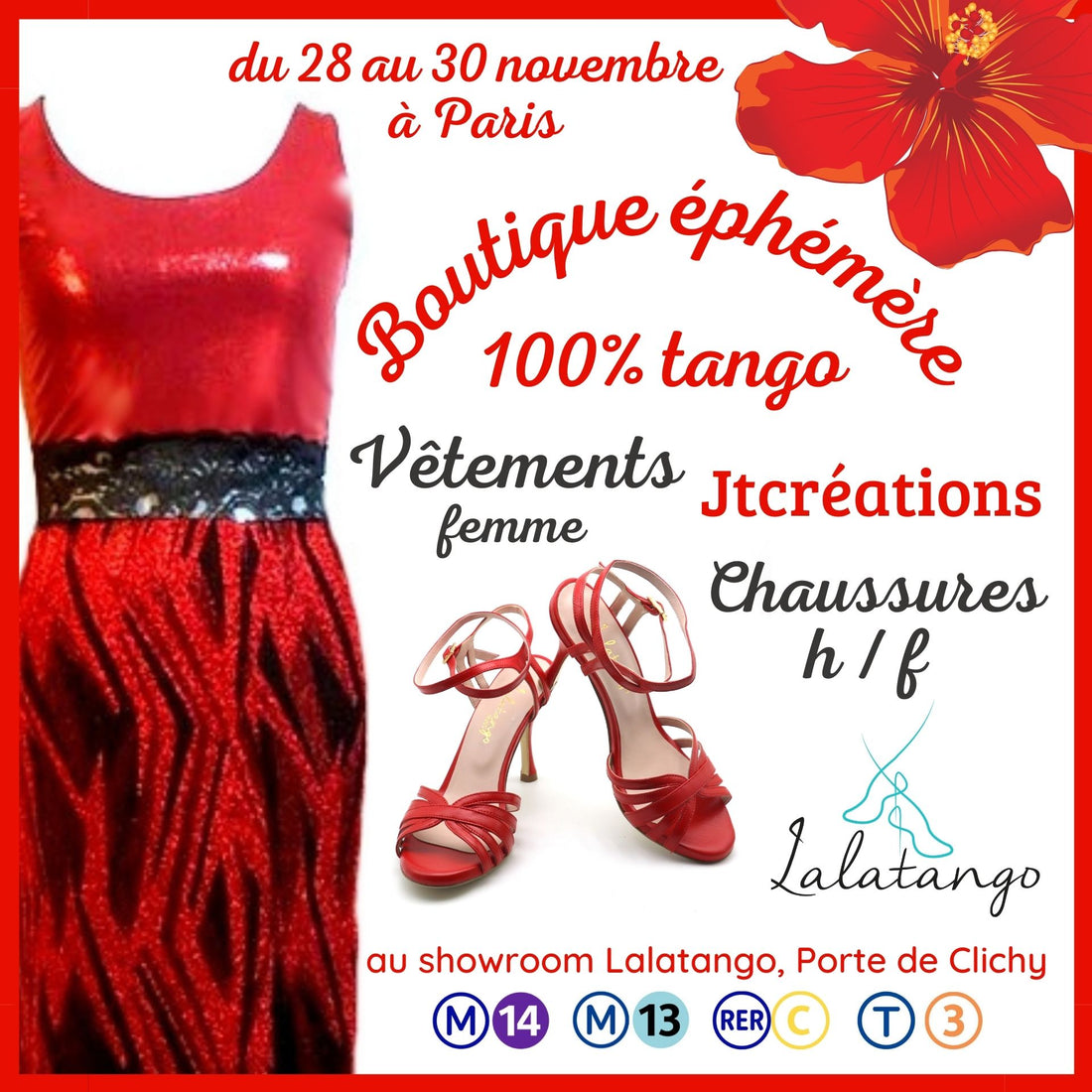 BOUTIQUE EPHEMERE : chaussures Lalatango et vêtements Jtcréations du 28 au 30 novembre à Paris