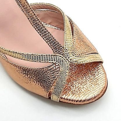 Coco snake style Pink and gold champagne 6cm heels