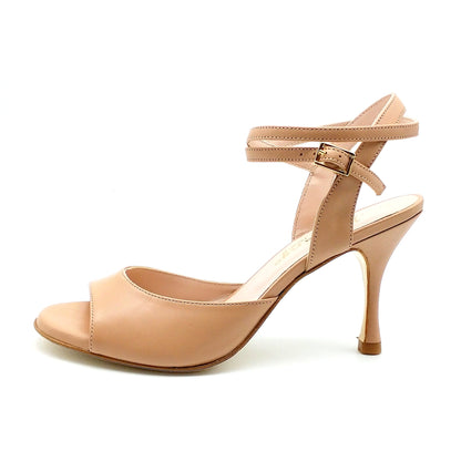Sentimental smooth nude leather heels 8cm 
