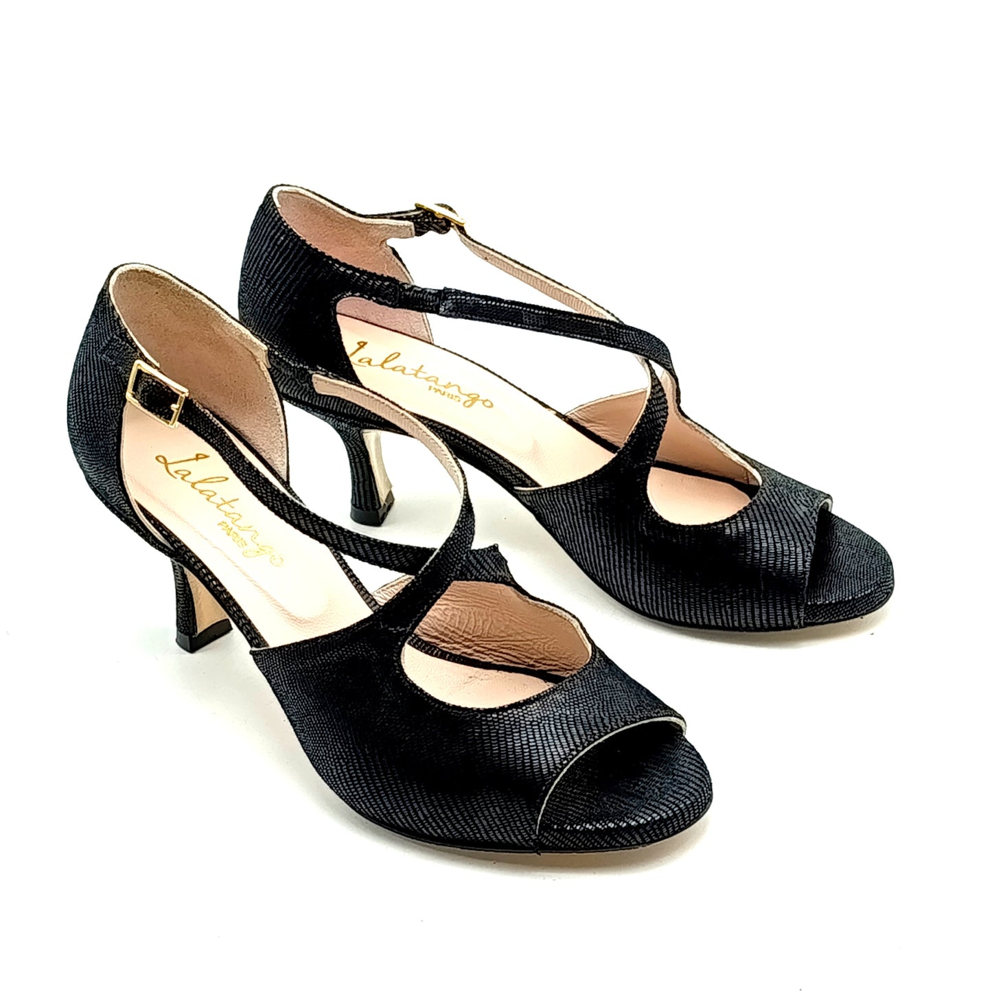 Croisé Serpent Noir talons 6cm