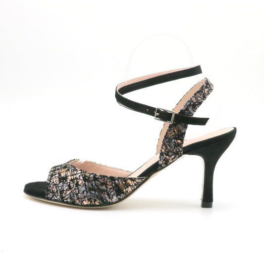 Sentimental black suede printed heels 7cm