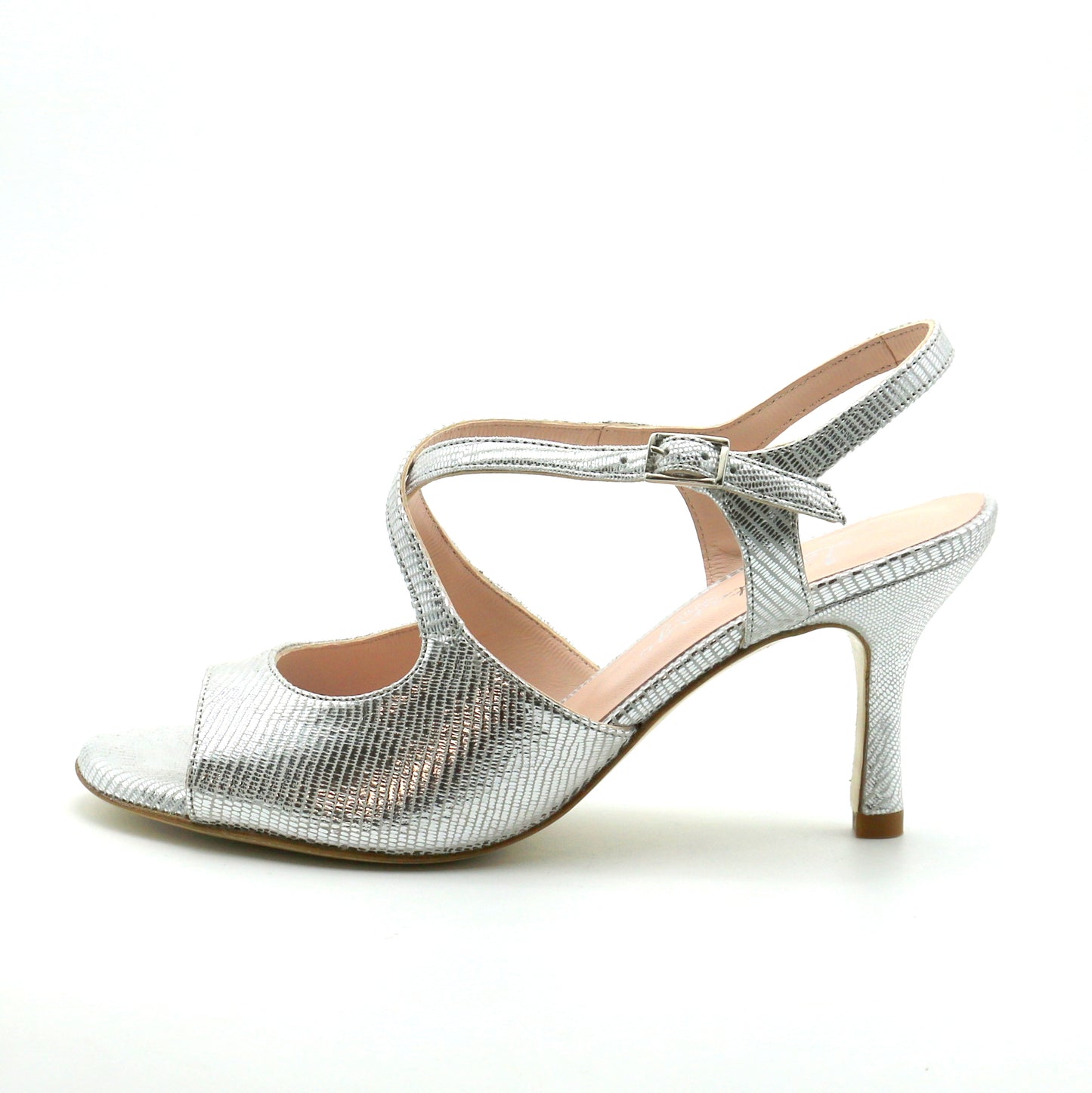 Gloria silver snake style heels 7cm 