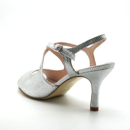 Gloria silver snake style heels 7cm 