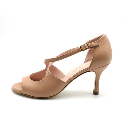 Croisé nude leather 7cm heels 