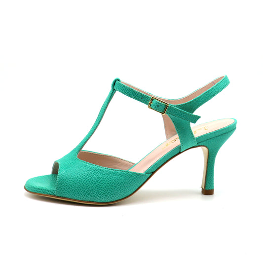 Sencillo lagoon green reptile style heels 7cm 