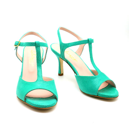 Sencillo lagoon green reptile style heels 7cm 