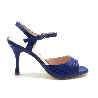 Uno Navy blue reptile style 8cm heels