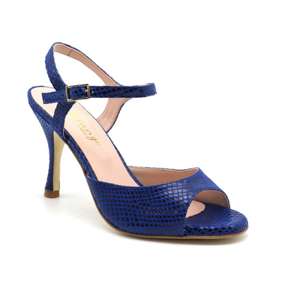 Uno Navy blue reptile style 8cm heels