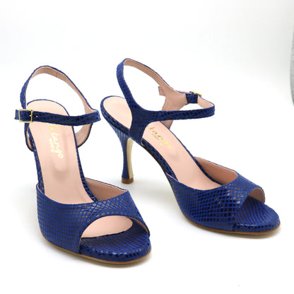 Uno Navy blue reptile style 8cm heels