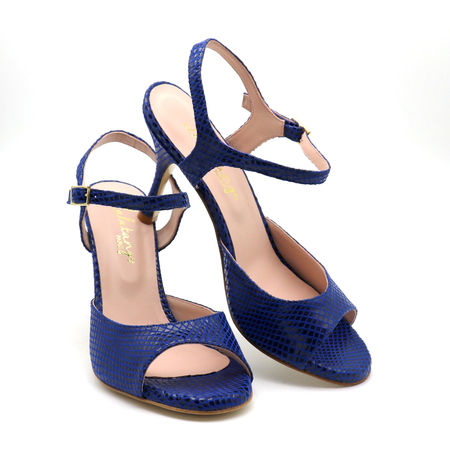 Uno Navy blue reptile style 8cm heels