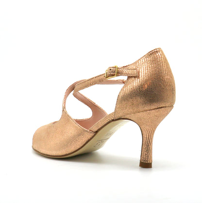 Croisé Shiny pink Champagne snake style heels 7cm