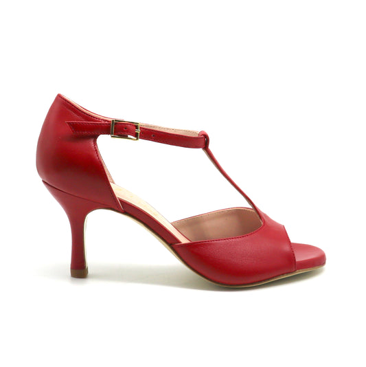 Chico smooth red leather 7cm heels