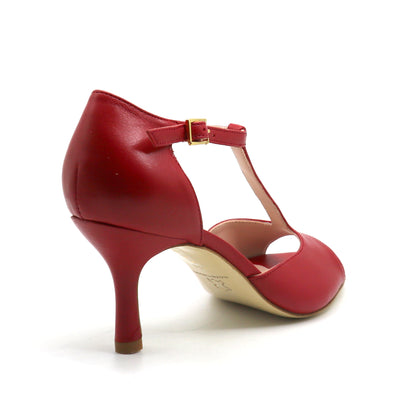 Chico smooth red leather 7cm heels