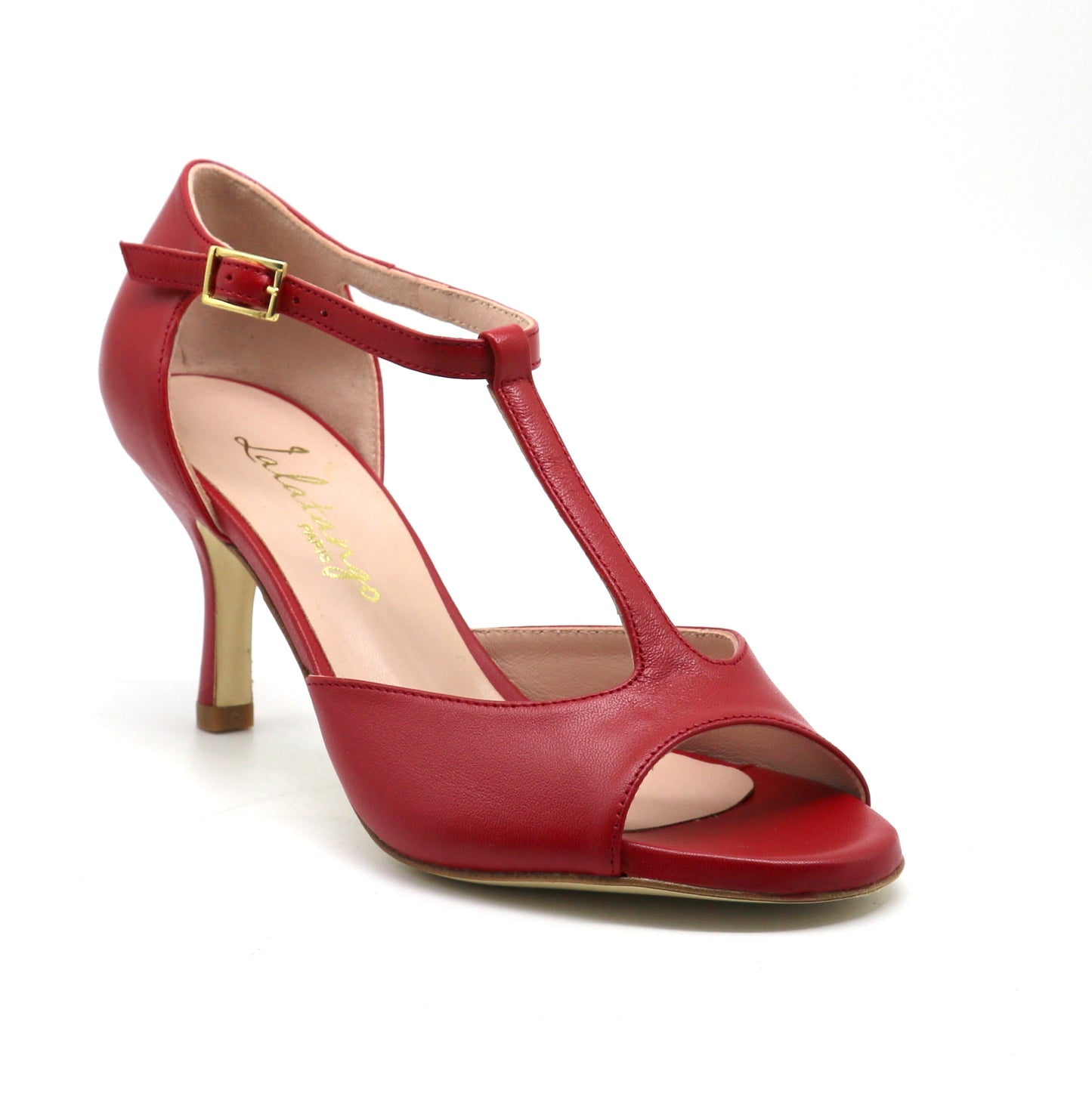 Chico smooth red leather 7cm heels