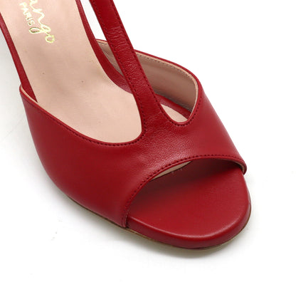 Chico smooth red leather 7cm heels