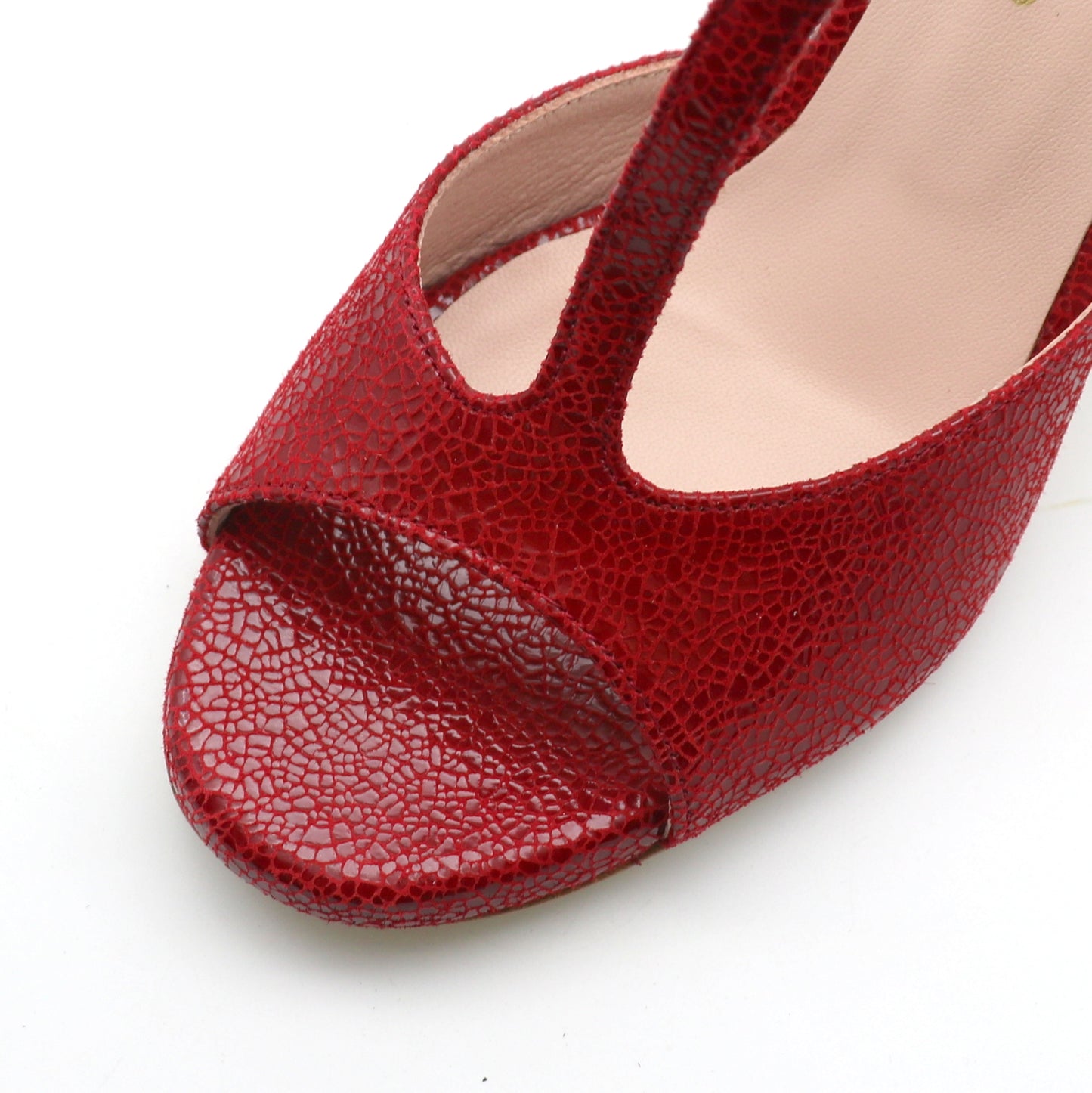 Shiny red Sencillo with broken glass effect, 7cm heels 