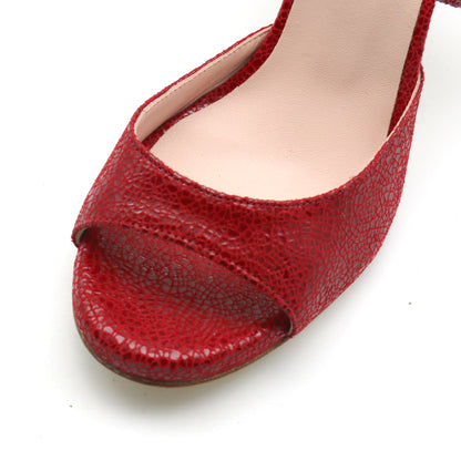Sentimental red shiny broken glass effect lacquered heels 8cm 