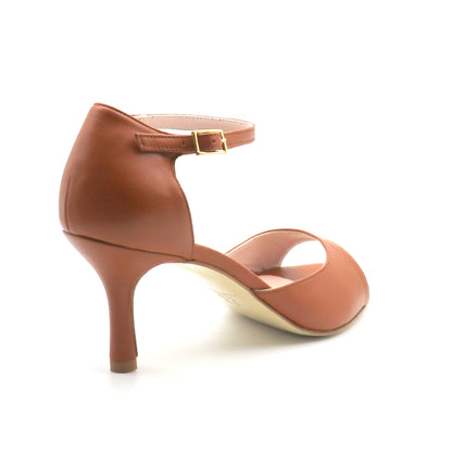 Clasico smooth leather caramel color heels 7cm 