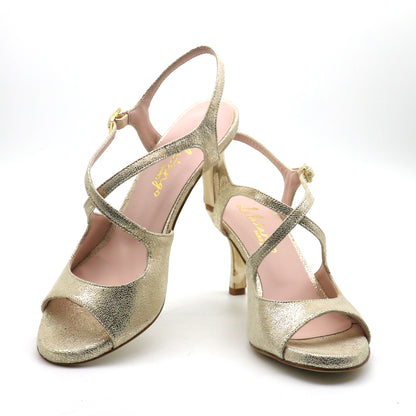 Gloria gold satin 7cm heels 