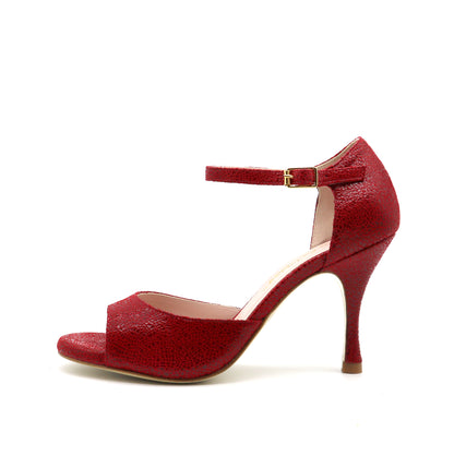 Clasico Velours Rouge façon verre brisé talons 8cm