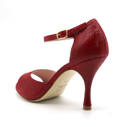 Clasico Velours Rouge façon verre brisé talons 8cm