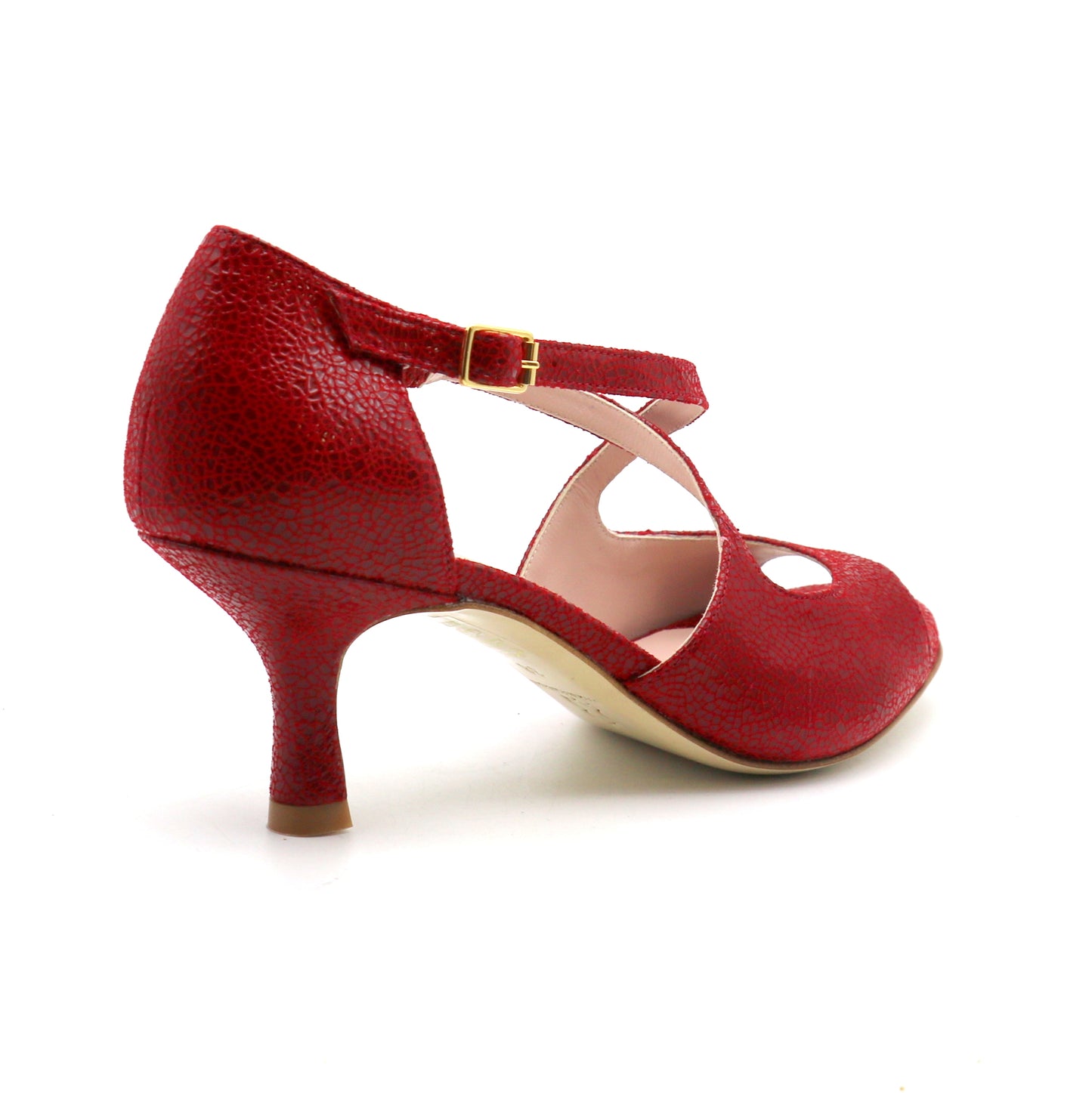Croisé rouge brillant façon verre brisé talons 6cm