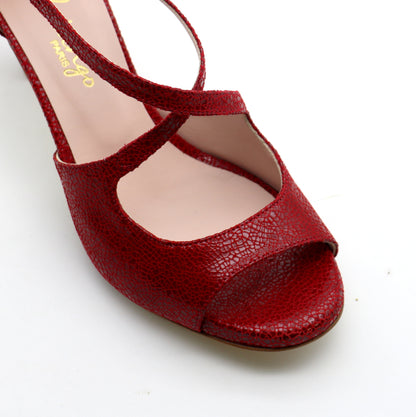 Croisé rouge brillant façon verre brisé talons 6cm