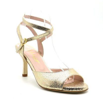 Sentimental doré brillant façon verre brisé talons 7cm