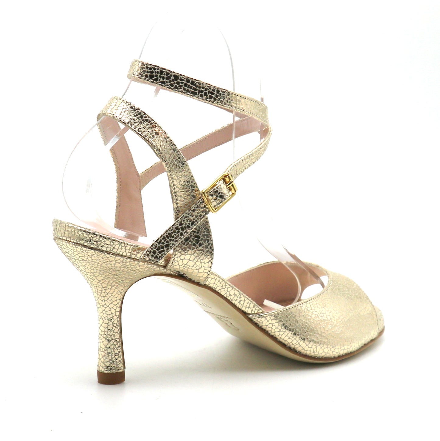 Sentimental doré brillant façon verre brisé talons 7cm