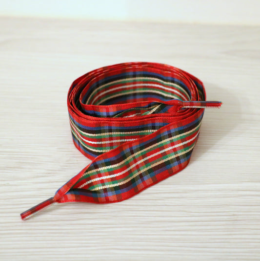 Lacets en tissu motif écossais
