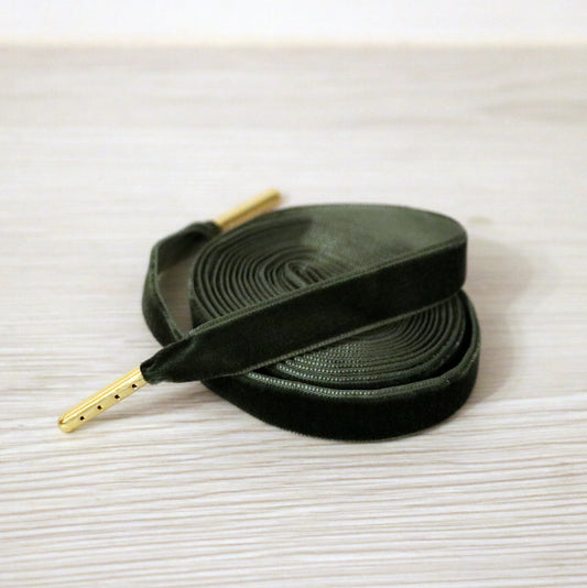 Lacets velours vert sapin