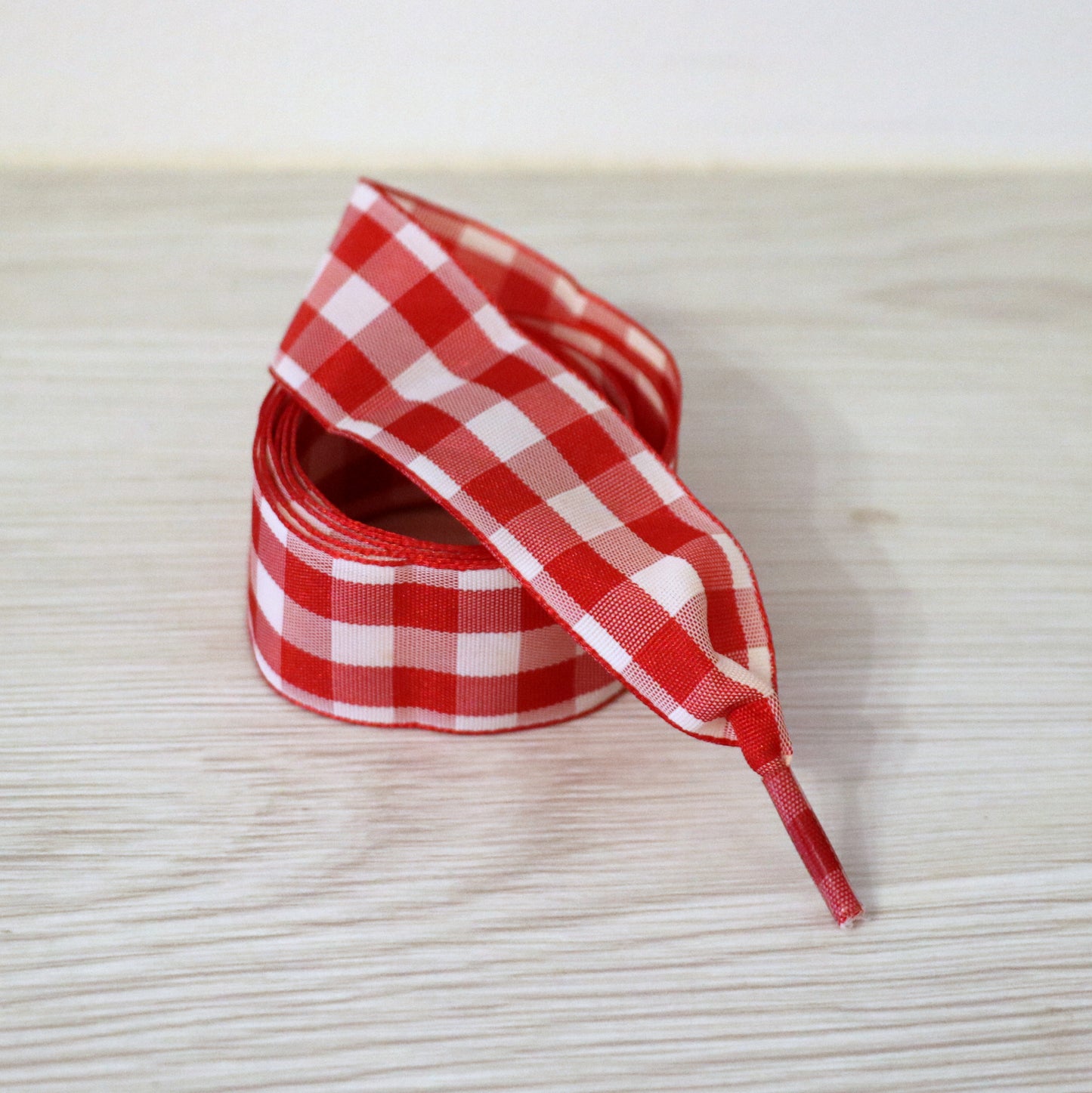 Large red and white checkered shoelaces