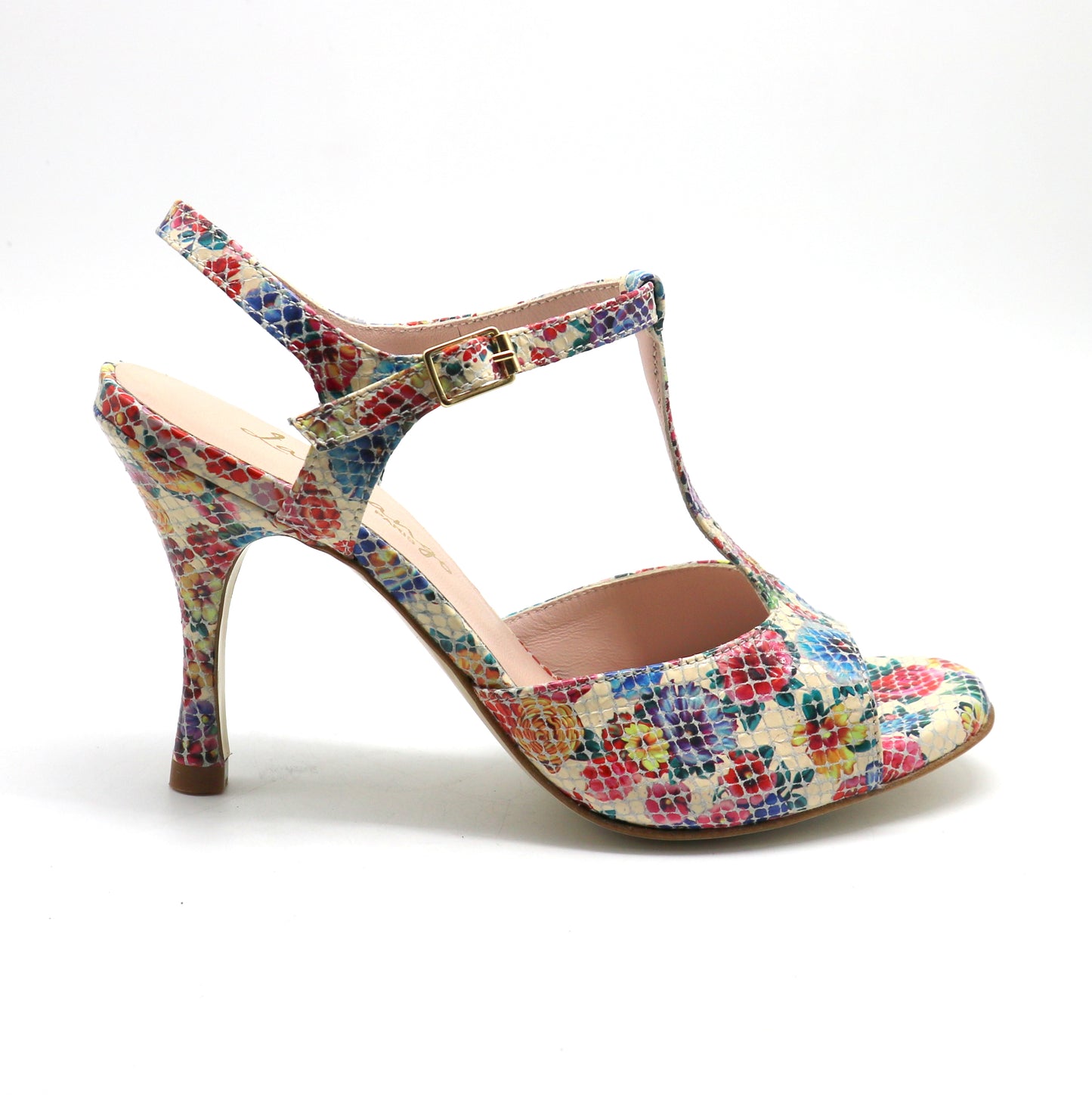Sencillo cuir fleurs multicolores talons 8cm *édition limitée*